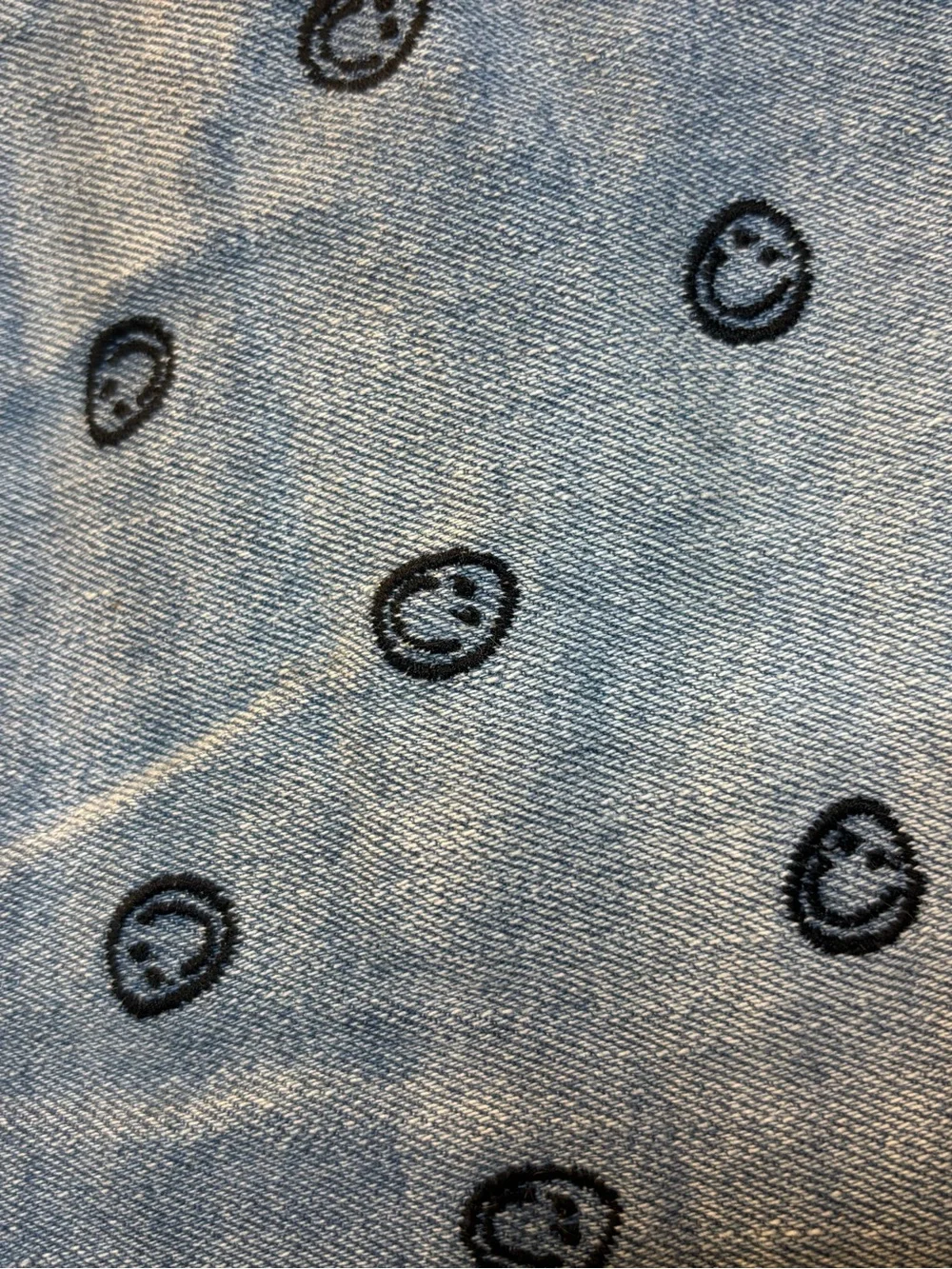 bp Light Blue Denim Shorts with Black Smiley Print